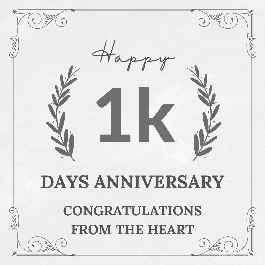 1000 Days Anniversary Wishes Ecard