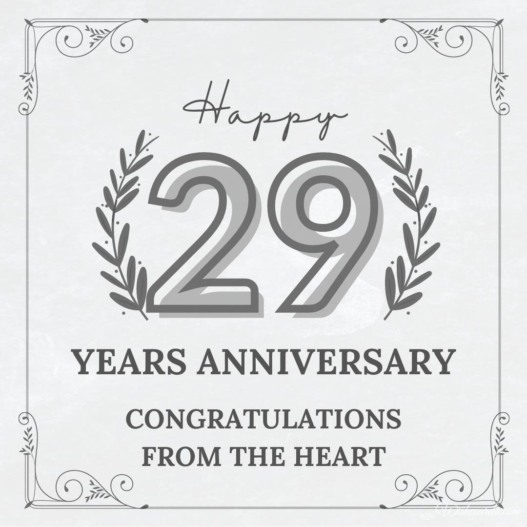 Happy 29th Years Anniversary Cards for Free