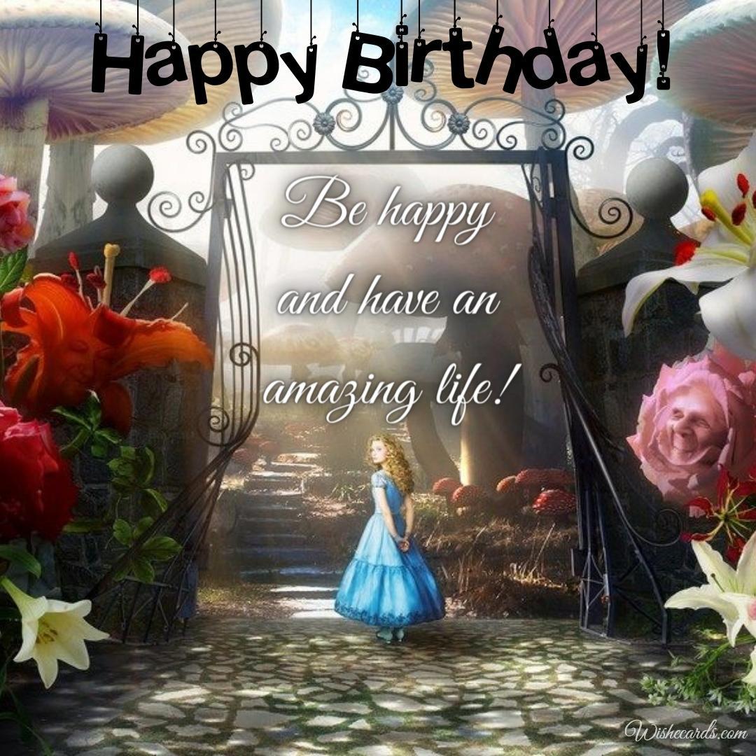 Alice and Wonderland Happy Birthday Cards and Images