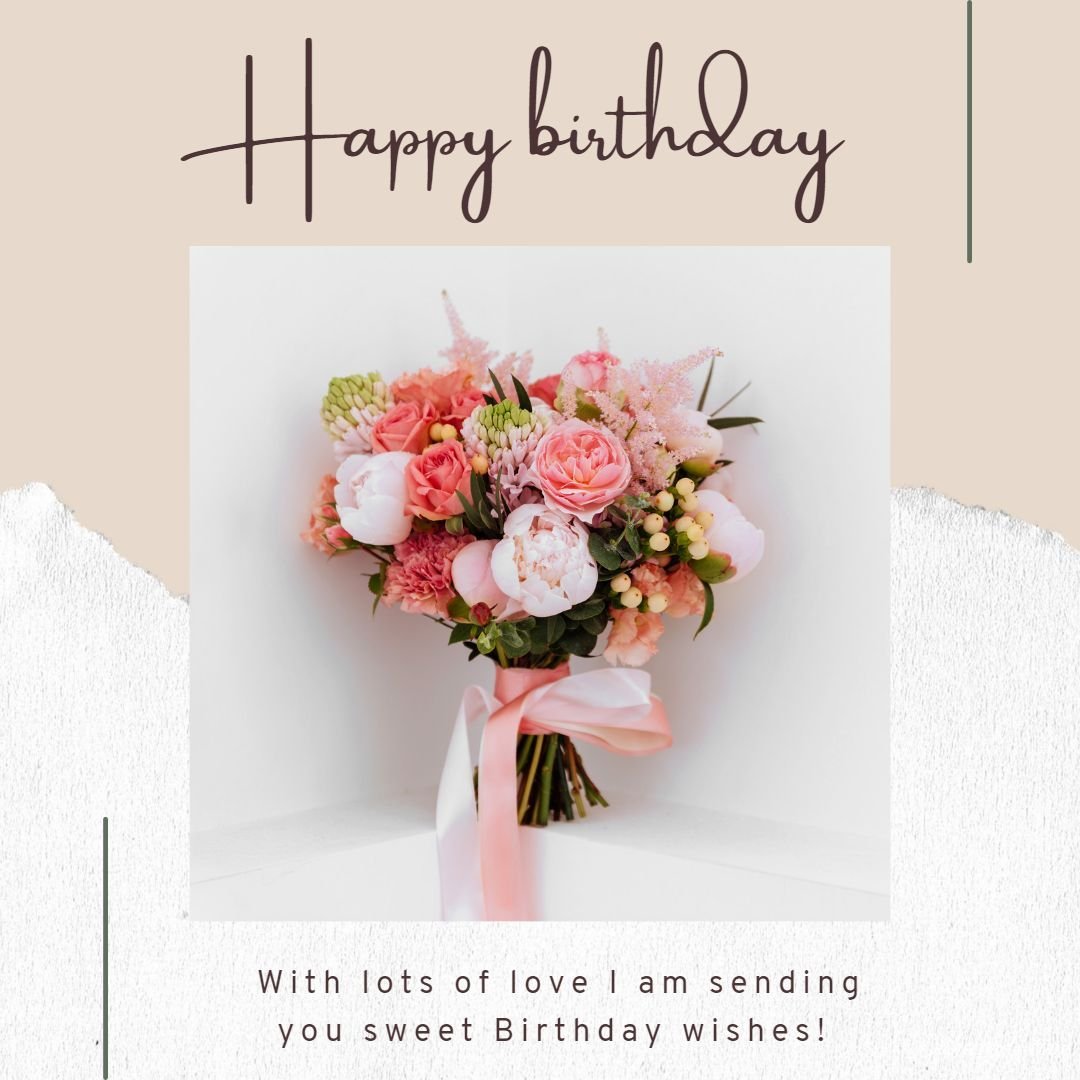 Beautiful Birthday Card with a Bouquet of Flowers