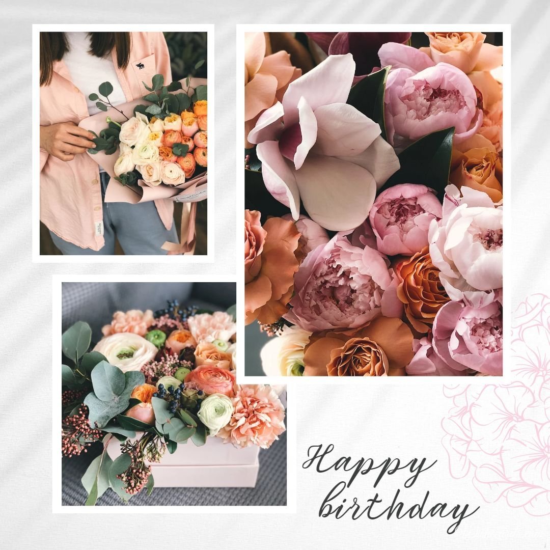 Beautiful Photo Birthday Card with Flowers