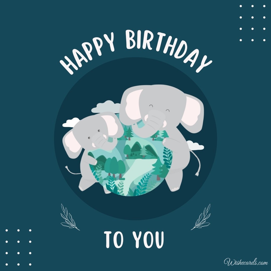 Birthday Ecard with Elephants