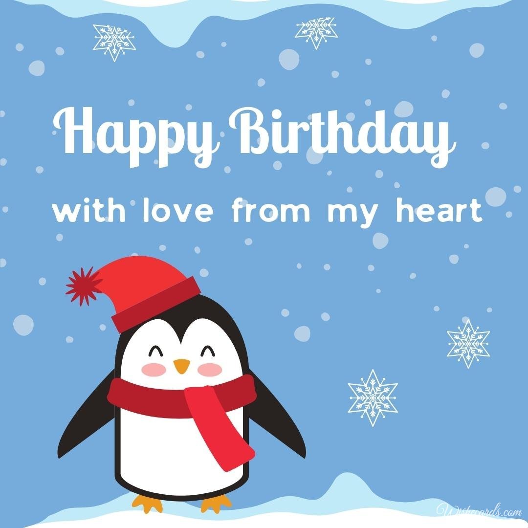 Birthday Ecard With Penguin