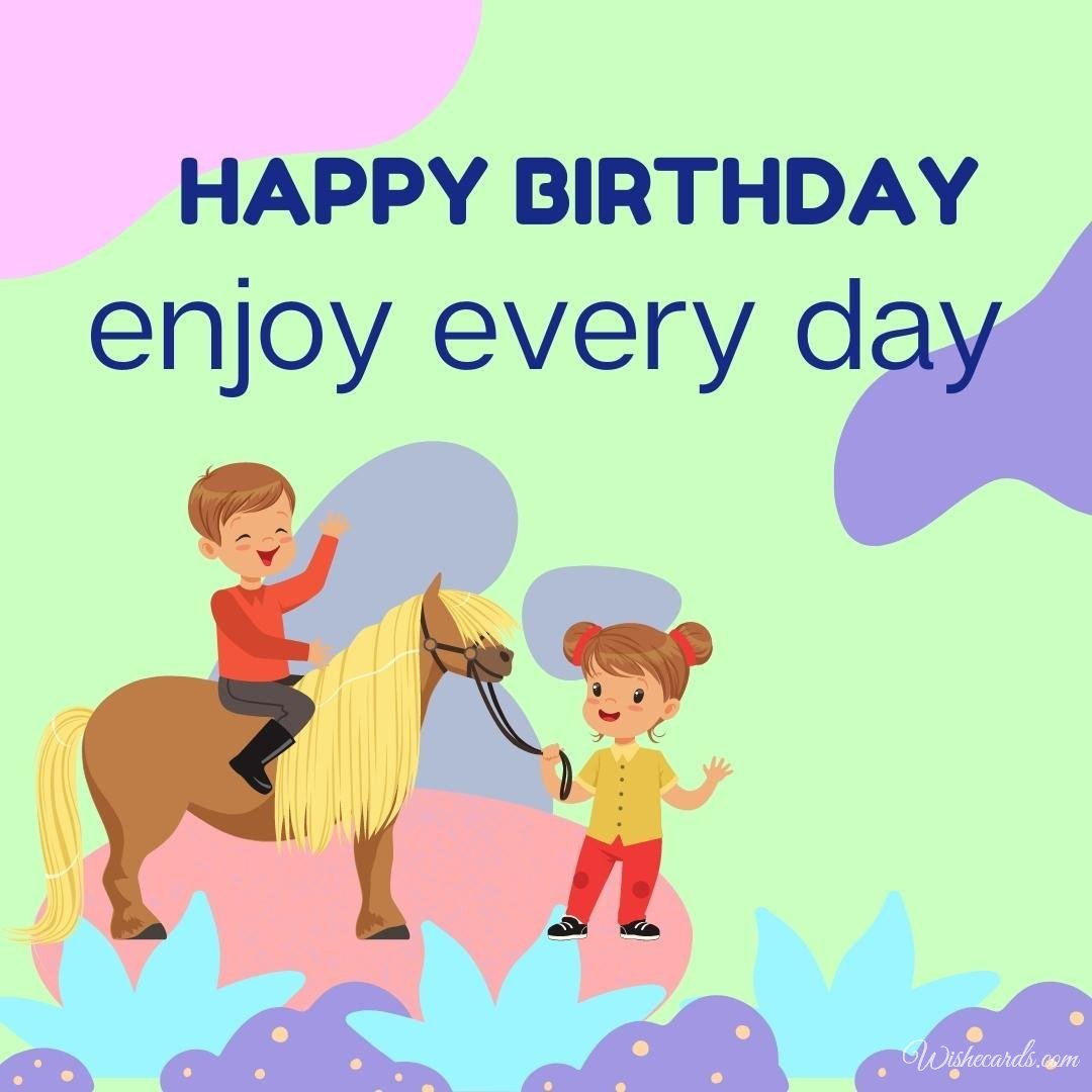 Birthday Greeting Ecard with Horses