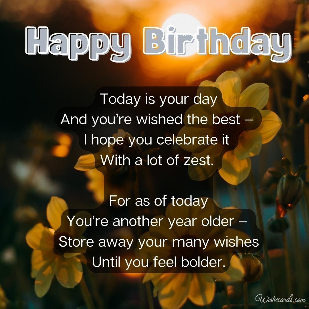 Birthday Wish Ecard with Poem