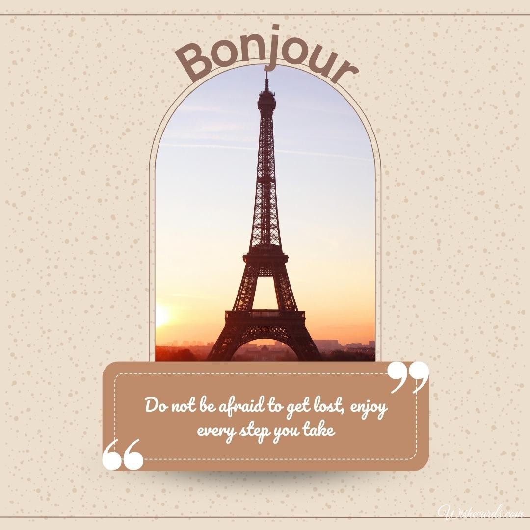 Bonjour Card With Text