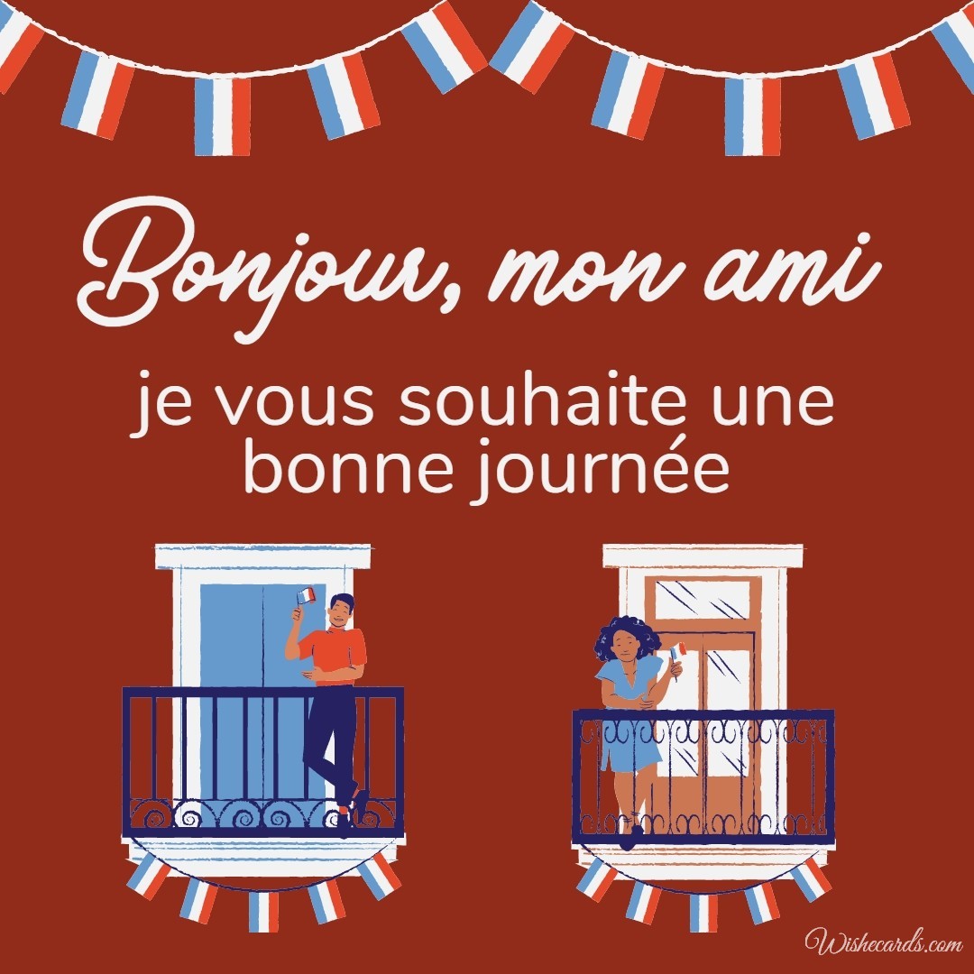 Bonjour Card With Wishes