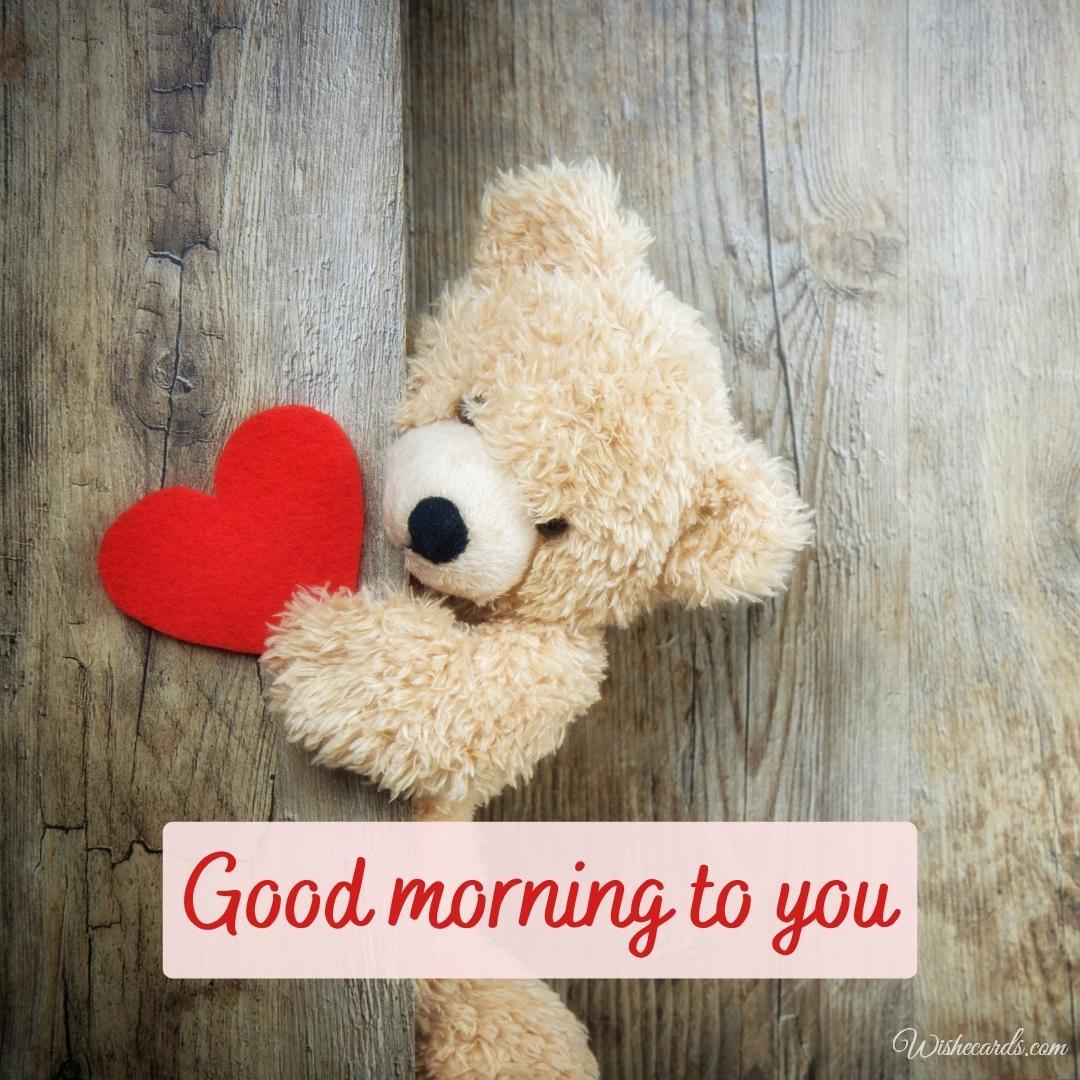 Cute Morning Card with Teddy Bear