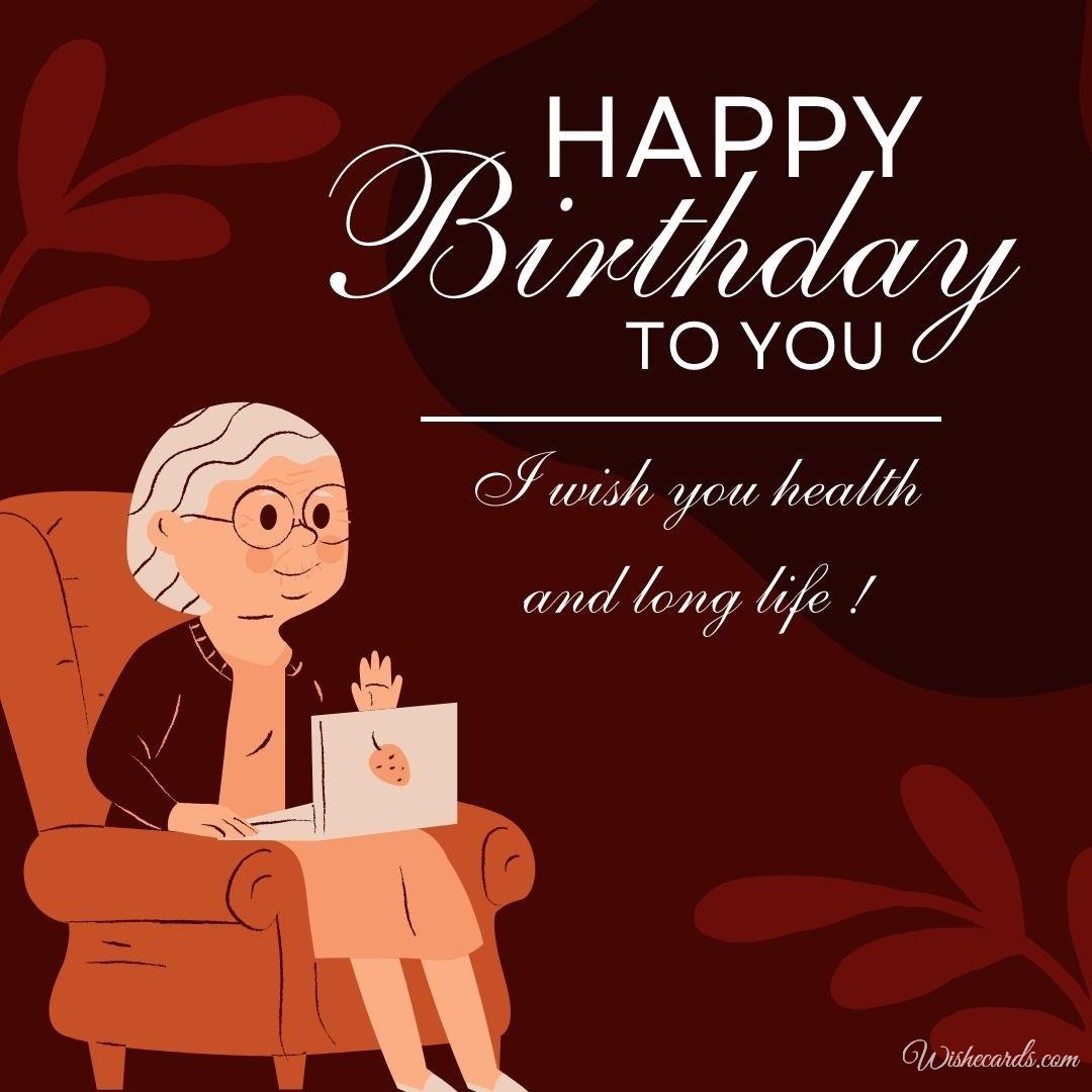Funny Birthday Card for Old Lady with Text
