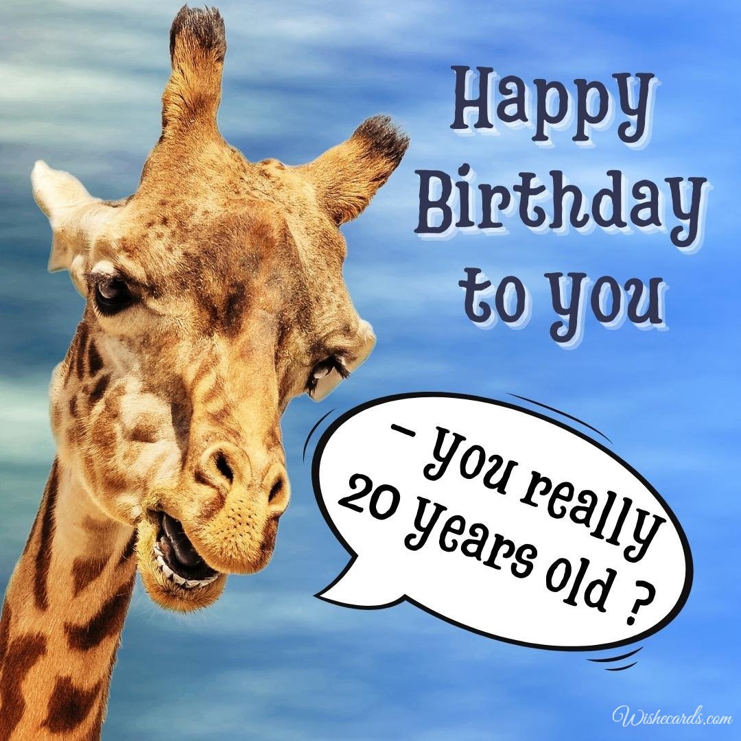 Funny 20th Birthday Wish Ecard