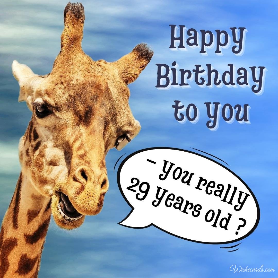 Funny 29th Birthday Wish Ecard
