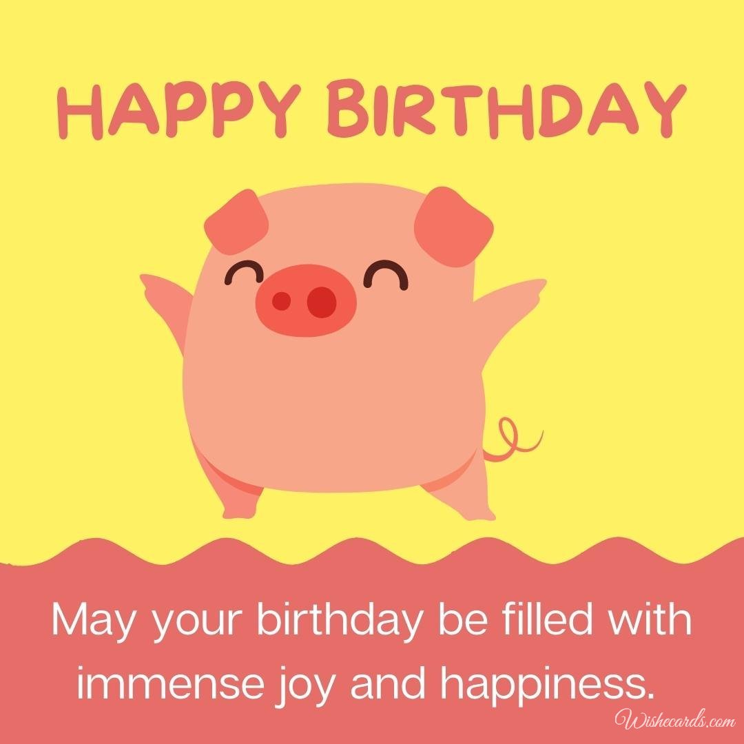 Funny Birthday Ecard with Pig