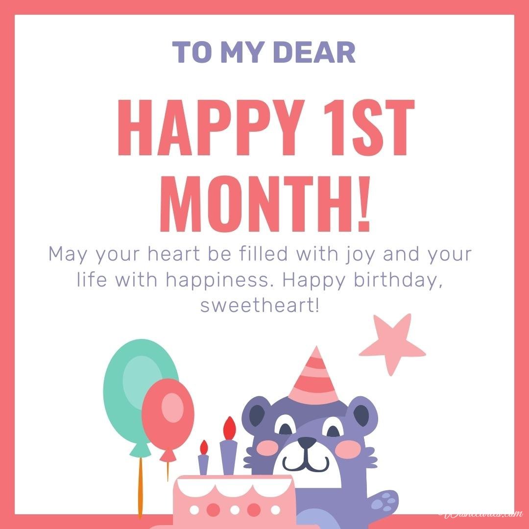 Funny Happy 1st Month Birthday Wish Ecard