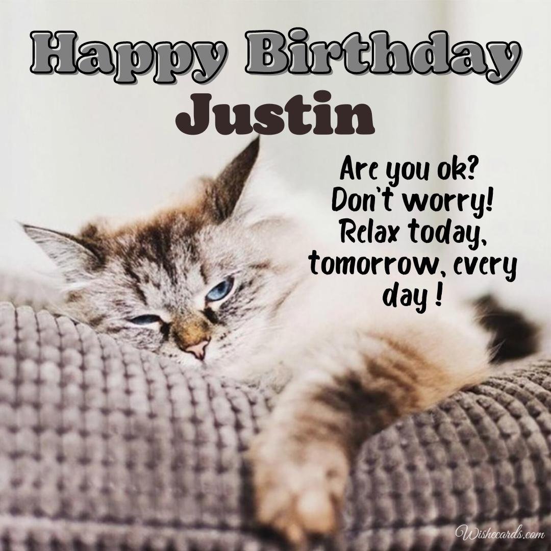Funny Happy Birthday Ecard for Justin