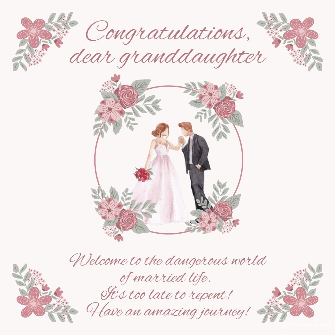Funny Wedding Ecard For Granddaughter With Text