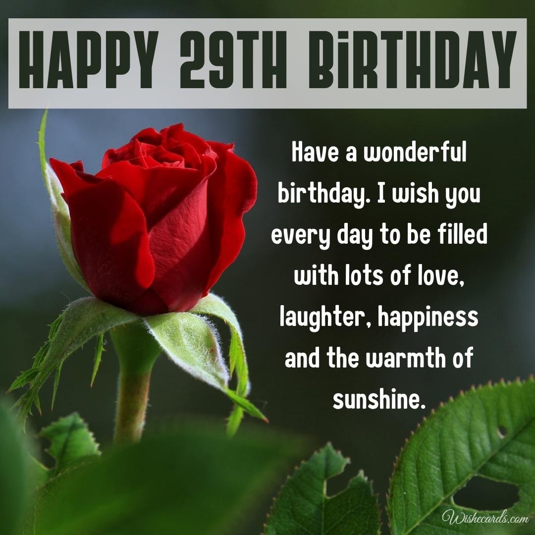 Happy 29th Birthday Wish Ecard