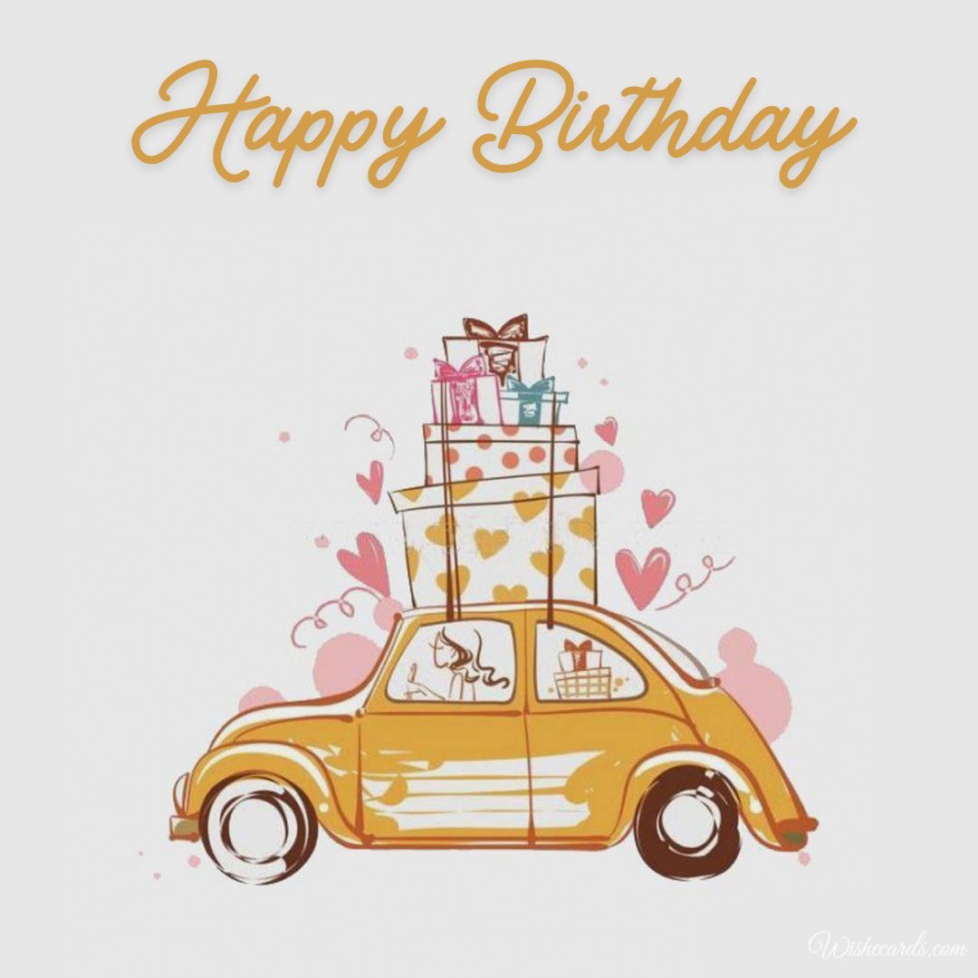 Happy Birthday Card with Car