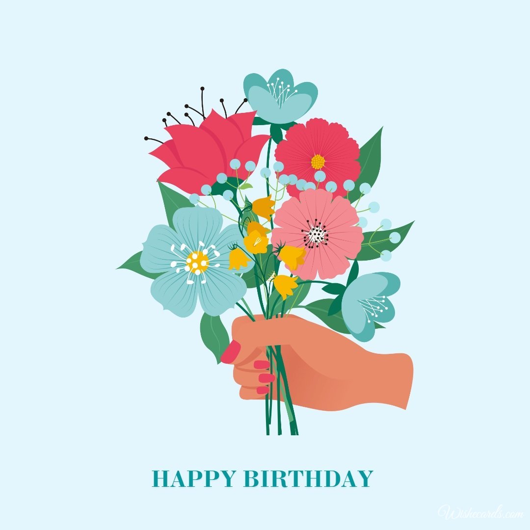 Happy Birthday Card with a Beautiful Bouquet