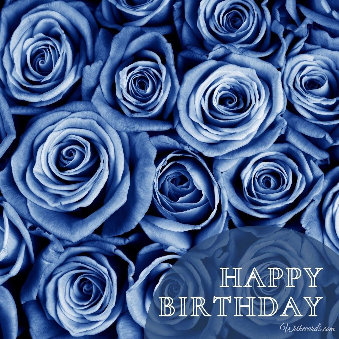 Happy Birthday Card with Blue Roses