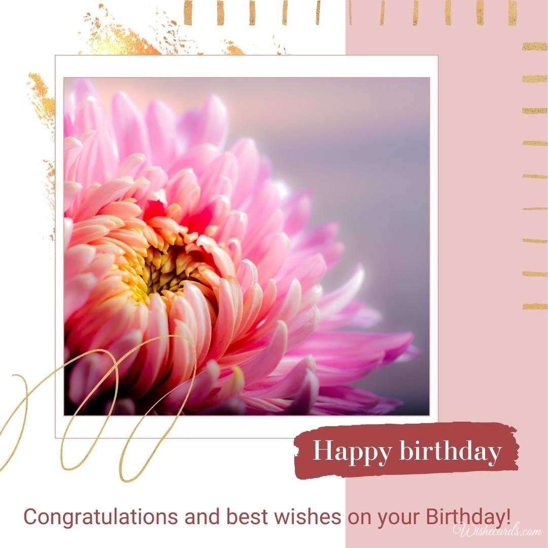 Happy Birthday Card with Chrysanthemums