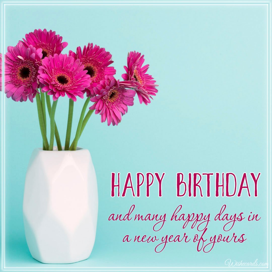 Happy Birthday Card with Gerbera Flowers