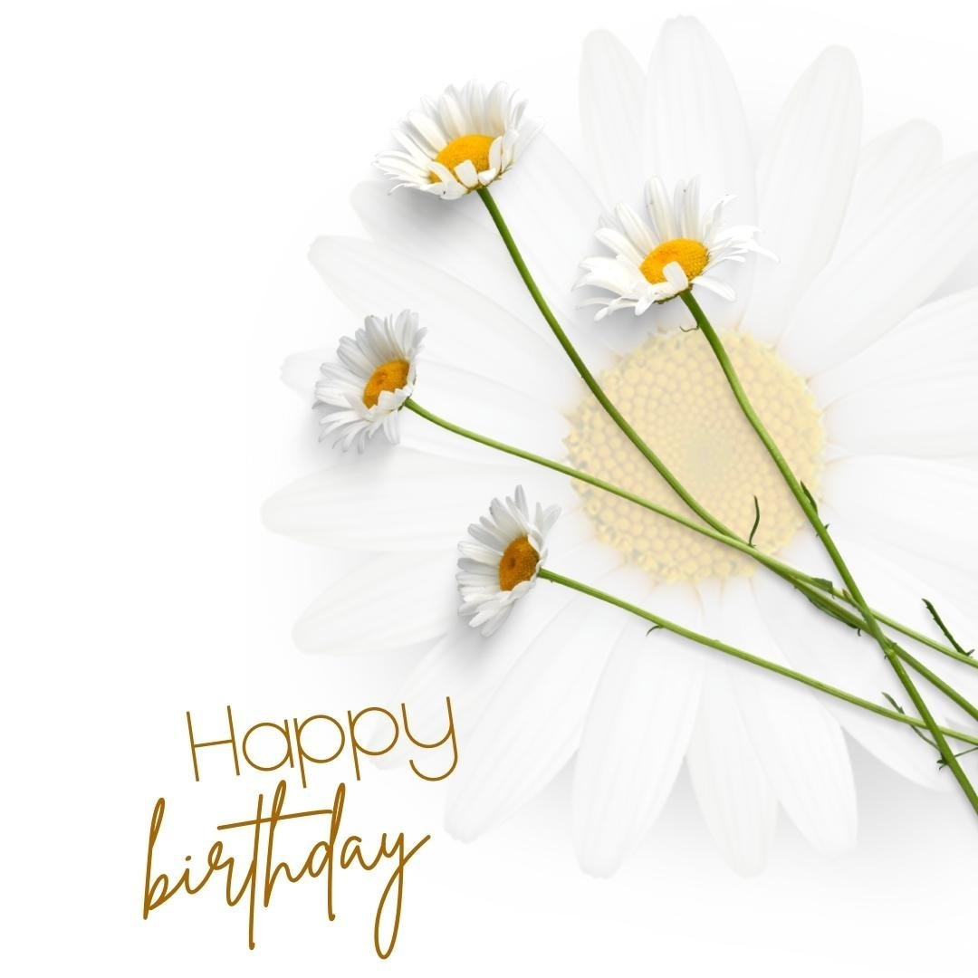 Happy Birthday Card with White Flowers