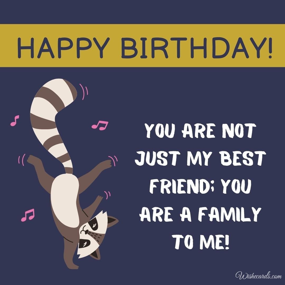 Happy Birthday Greeting Ecard with Raccoon