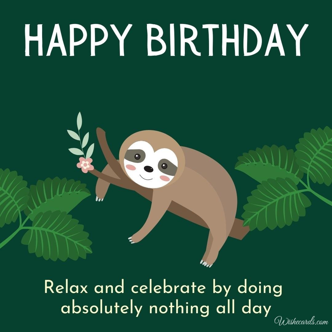 Happy Birthday Greeting Ecard With Sloth