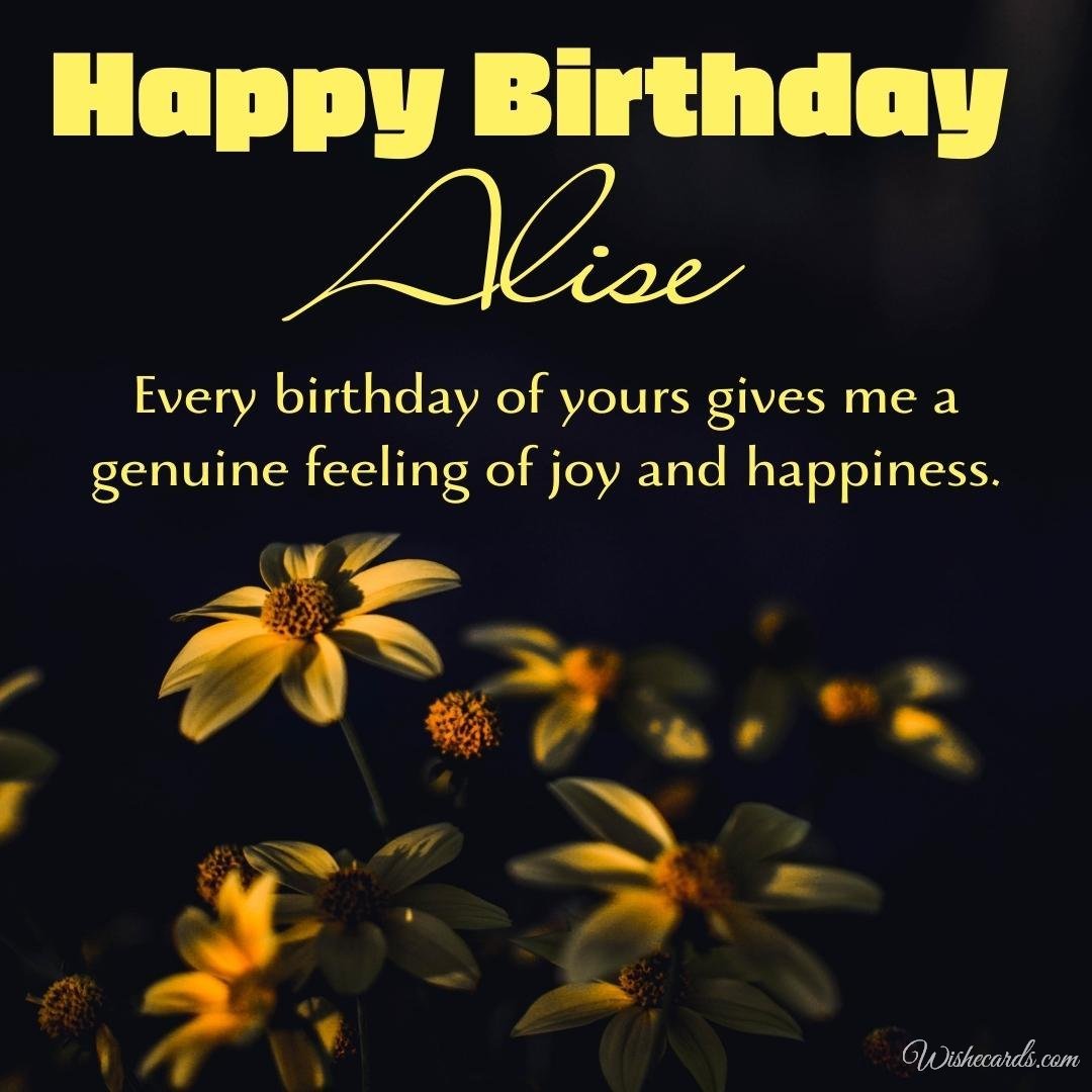 Happy Birthday Wish Ecard for Alise