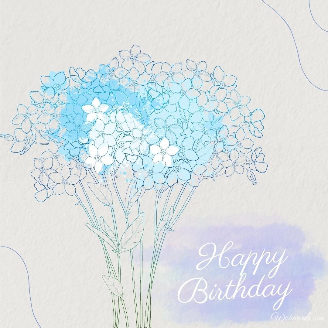Ecard with Forget Me Nots Happy Birthday