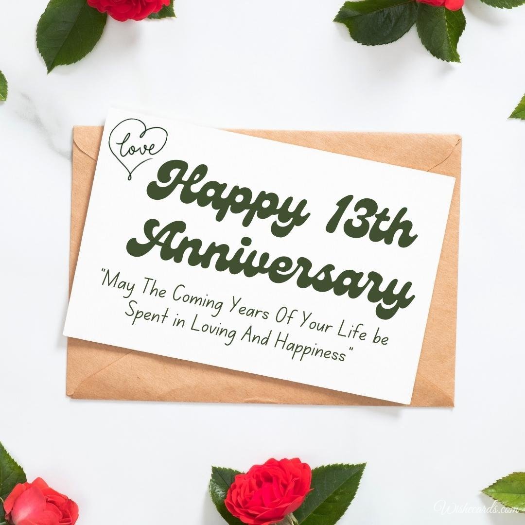Romantic 13th Anniversary Ecard with Text