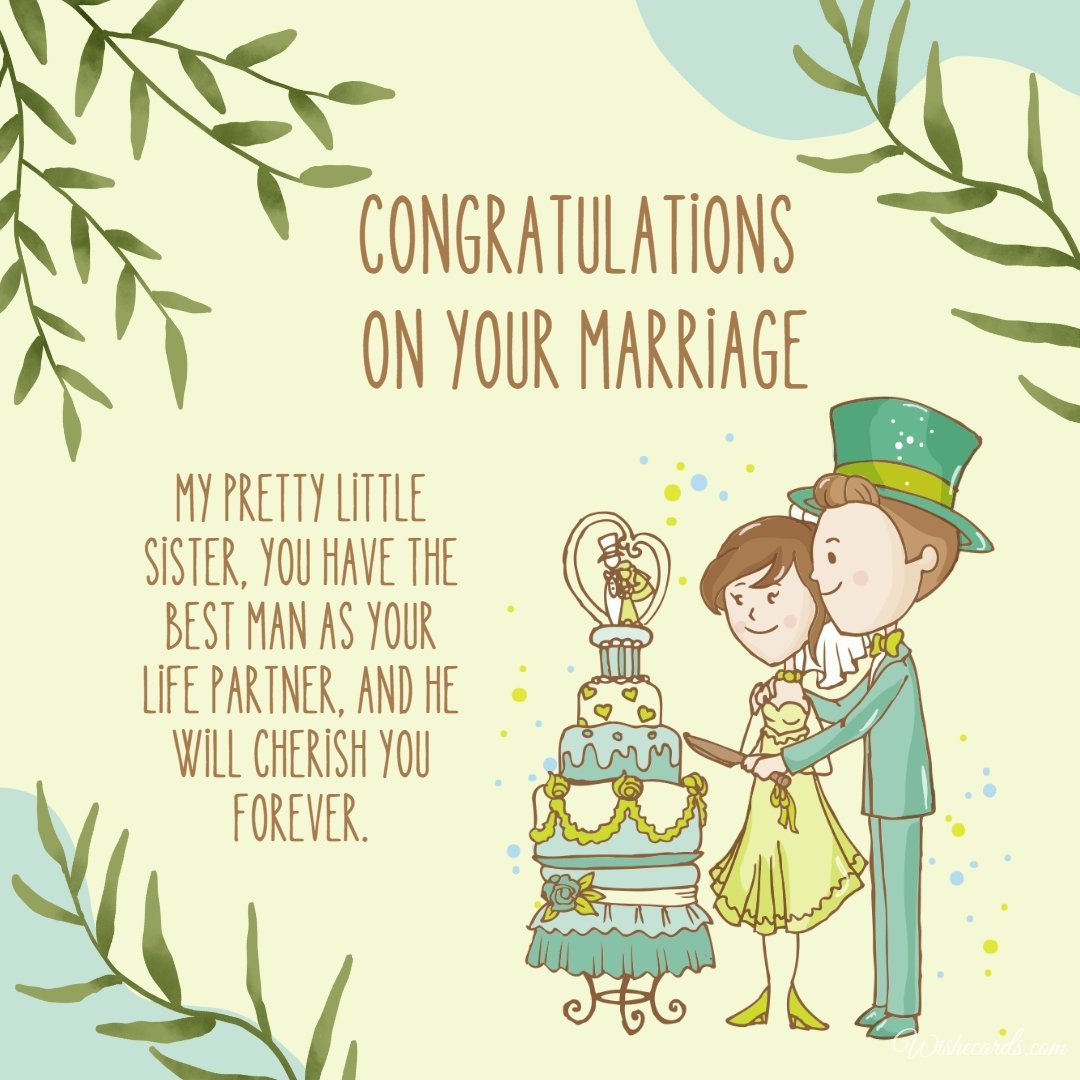 Romantic Marriage Ecard For Sister With Text