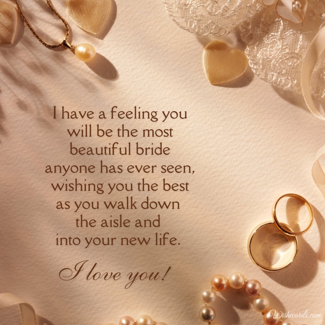 Romantic Wedding Card For Bride With Text