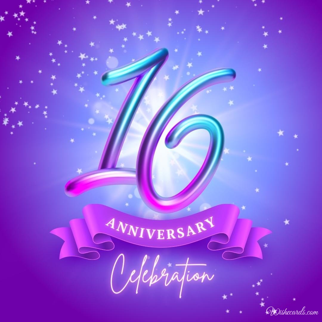 Happy 16th Years Anniversary Cards for Free