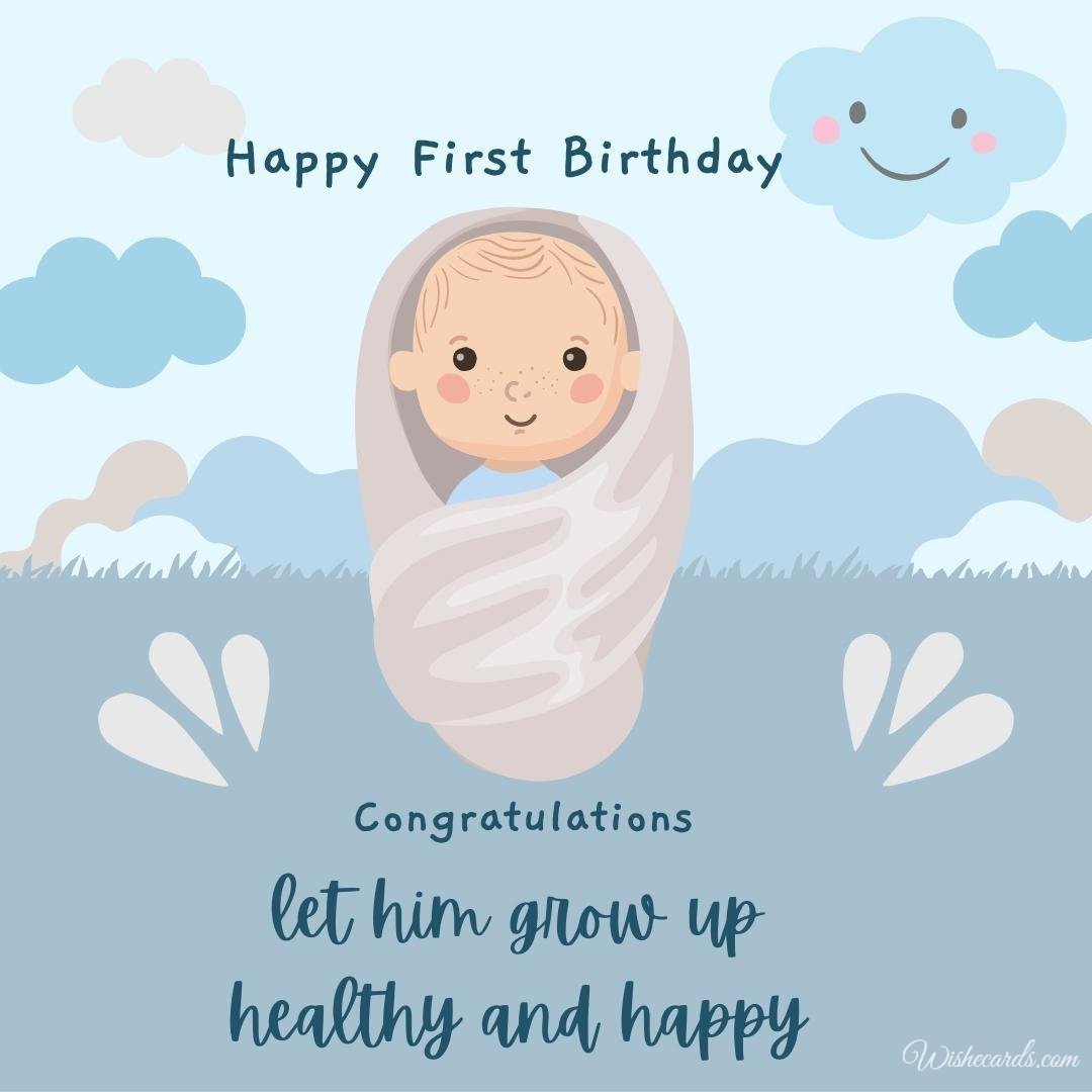1st Birthday Card for Baby Boy