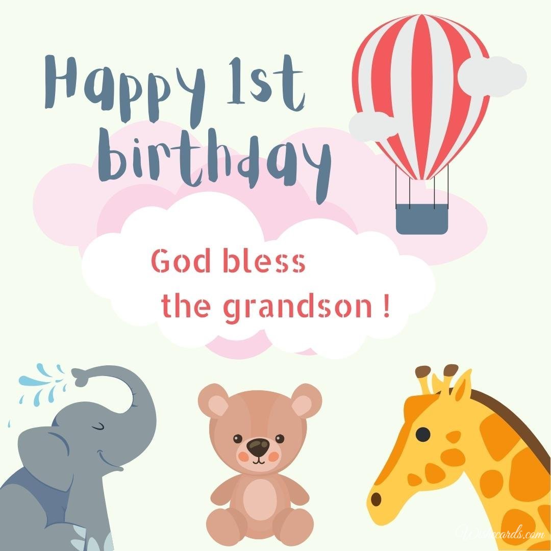 1st Birthday Card For Grandson