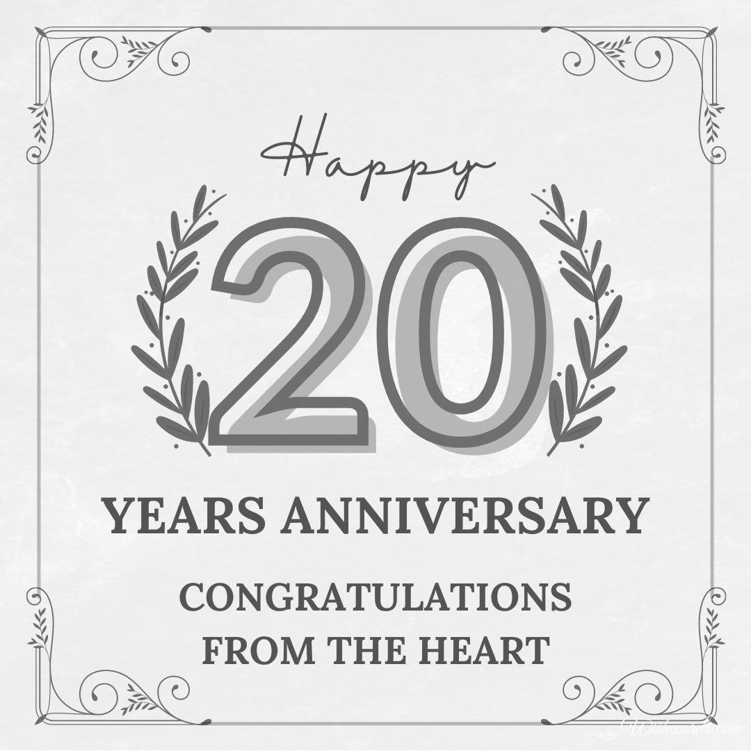 Happy 20th Years Anniversary Cards for Free