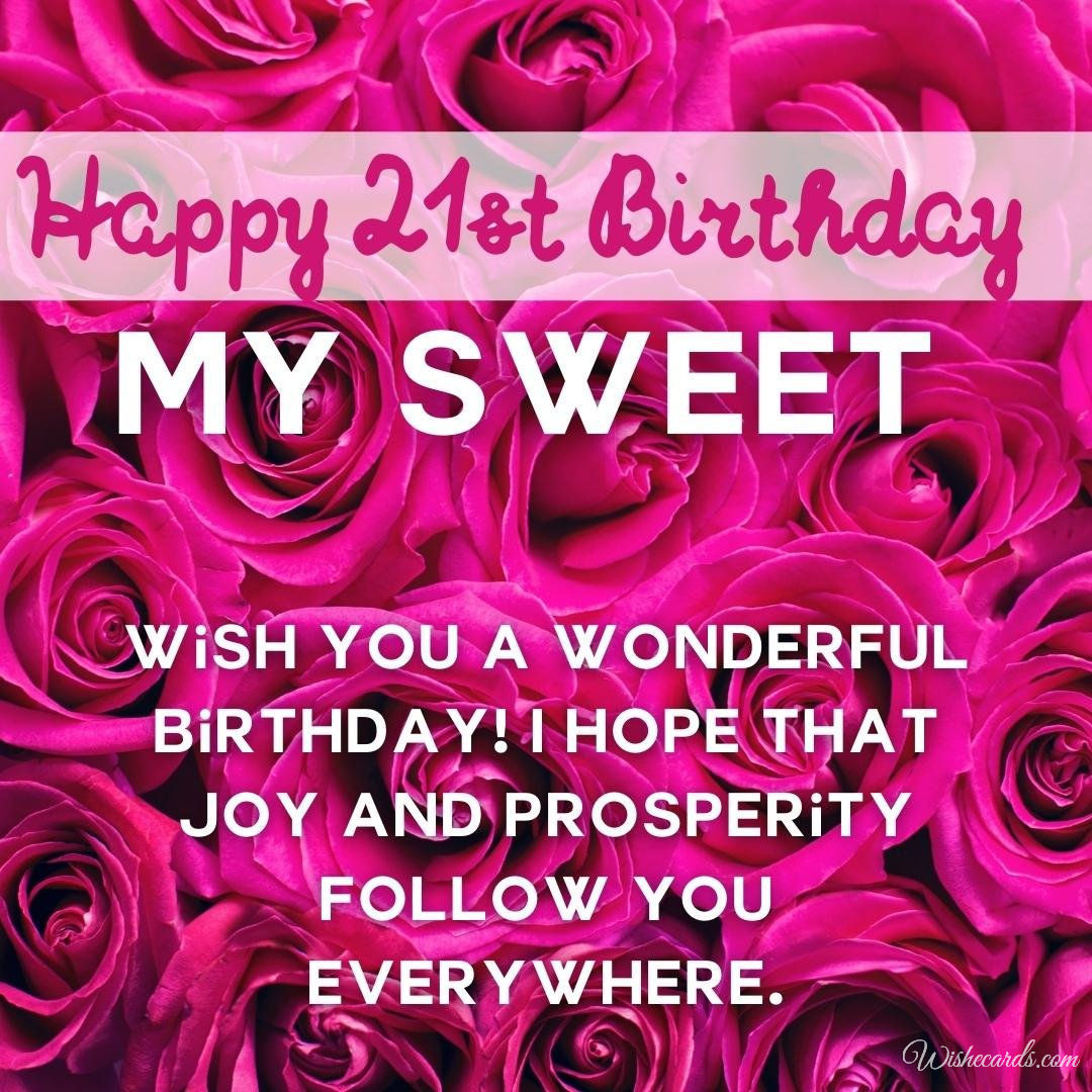 21st Birthday Wish Card For A Girl