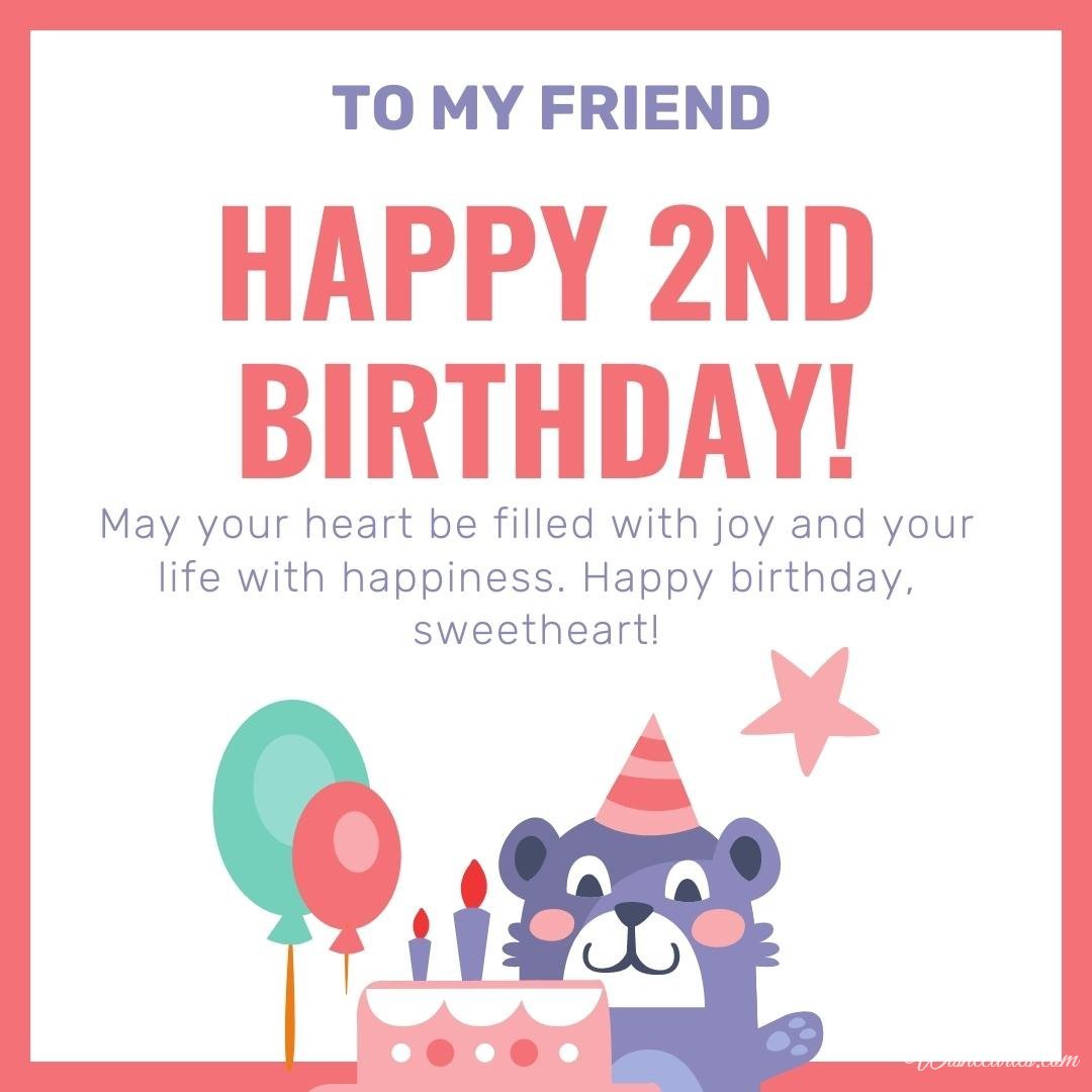 2nd Birthday Wish Card for Friend