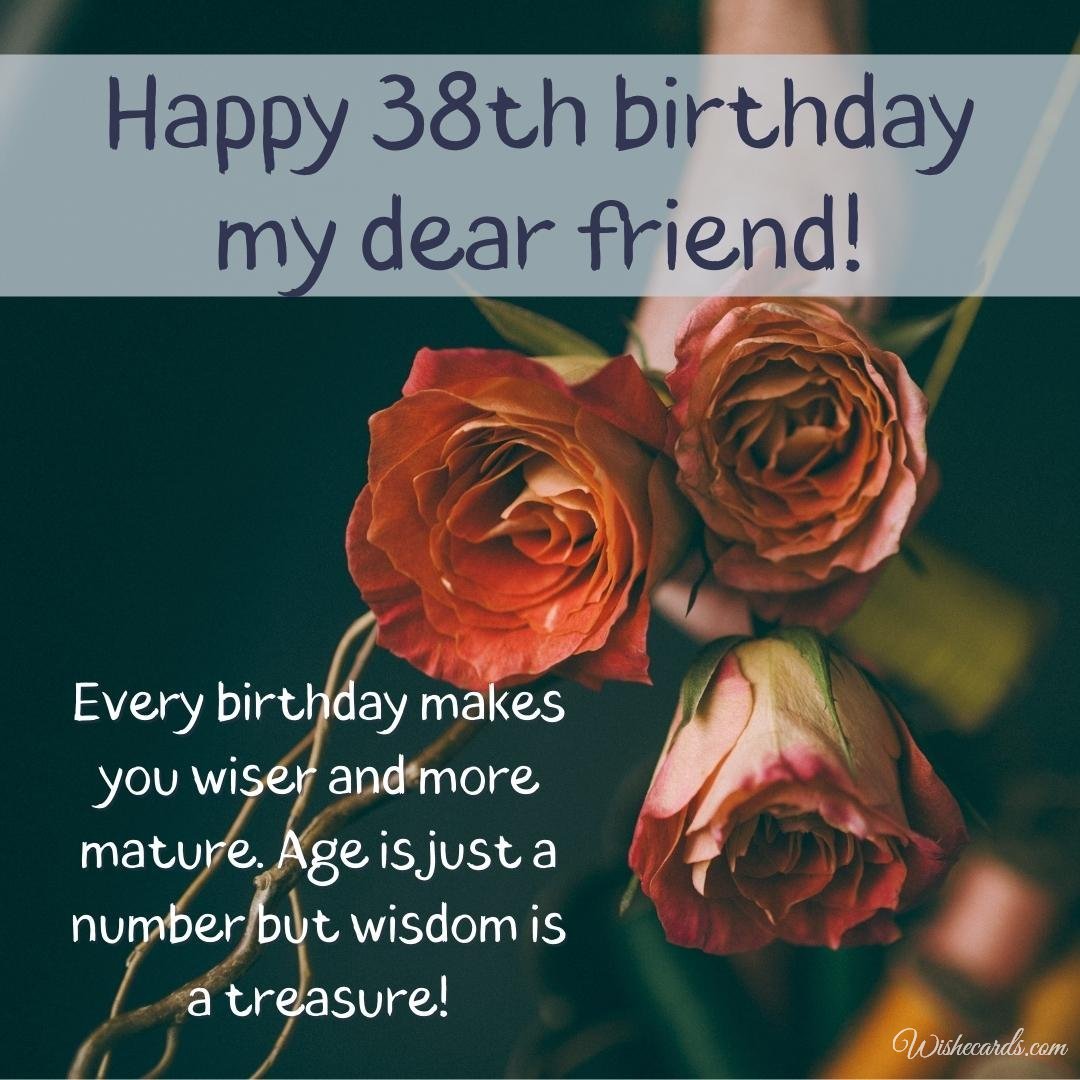 38th Birthday Wish Card For Friend