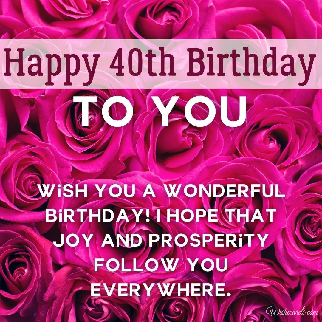 40th Birthday Wish Card