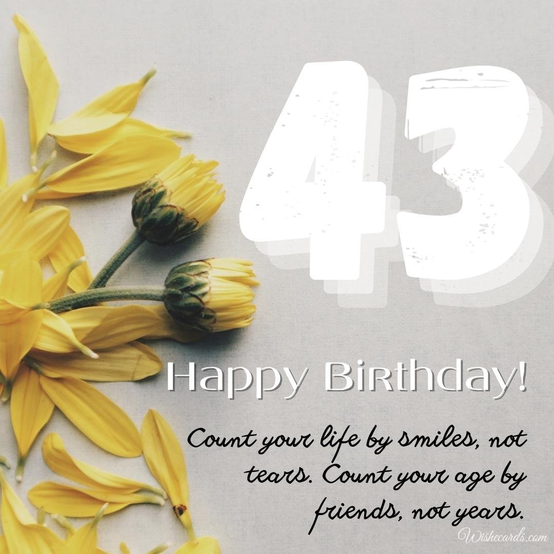 43rd Birthday Wish Card For Friend