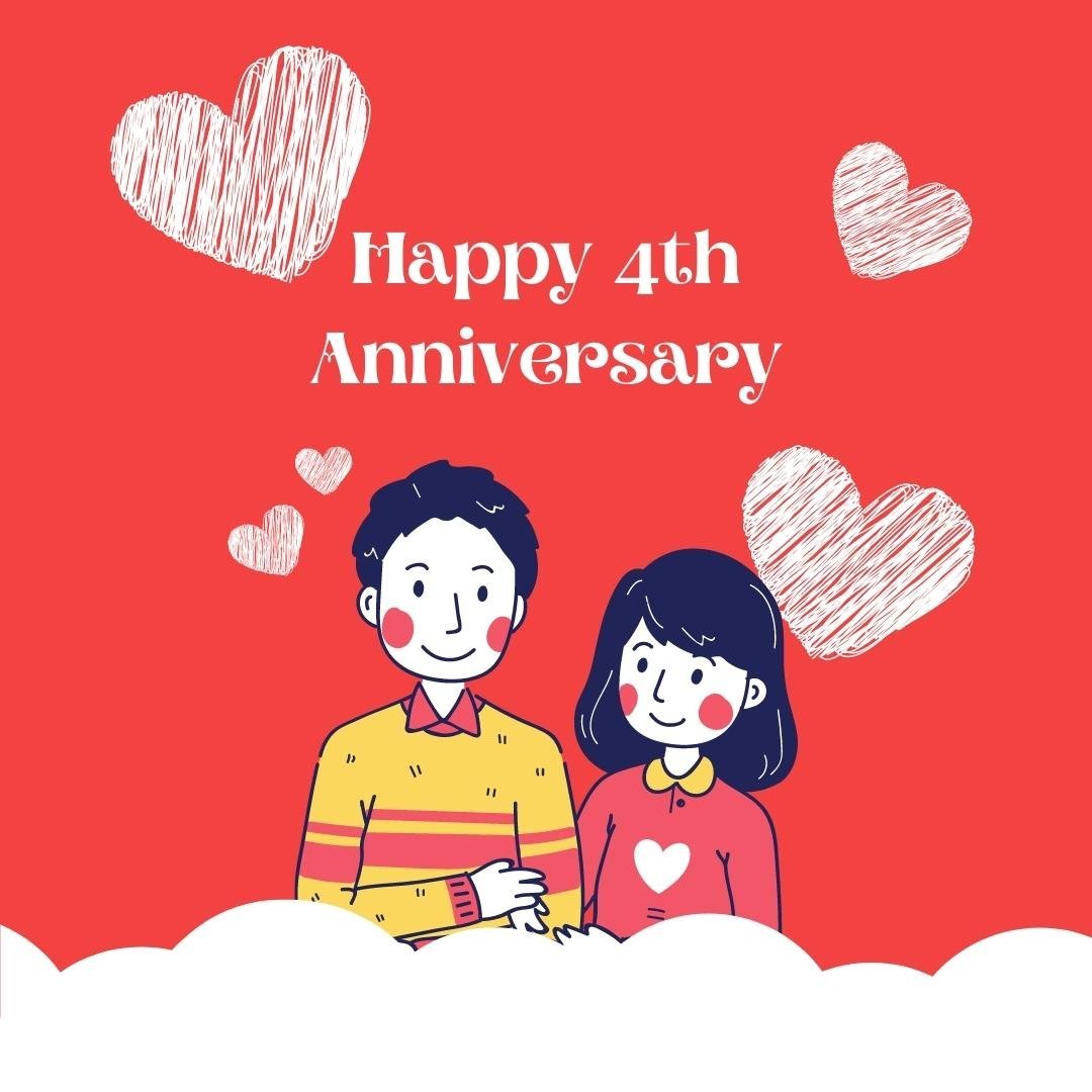 4th Anniversary Ecard with Text