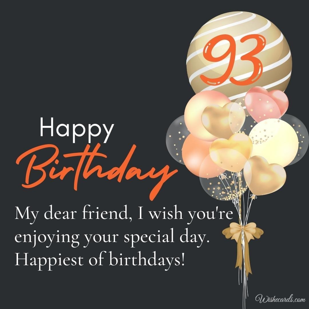 93Rd Birthday Wish Card For Friend
