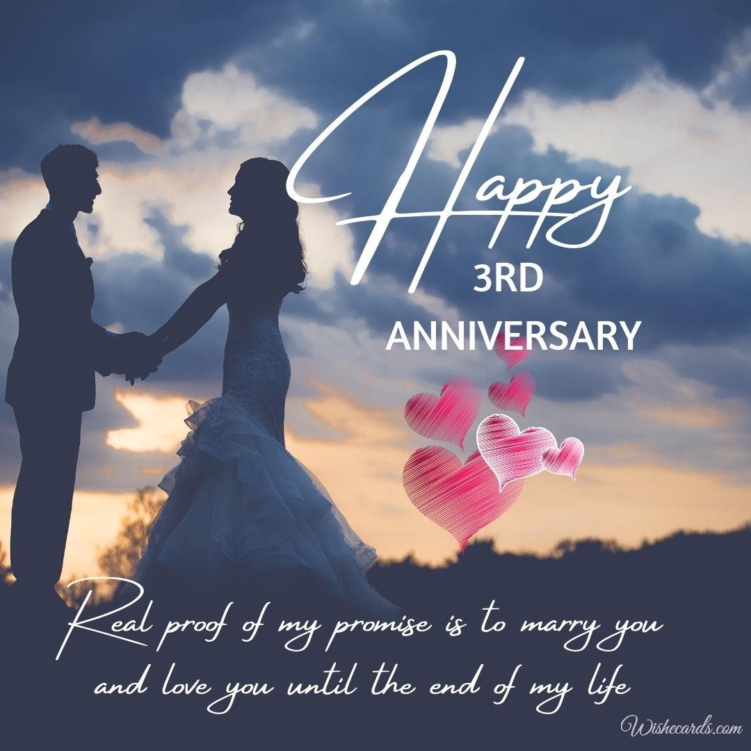 Beautiful 3rd Anniversary Ecard with Text