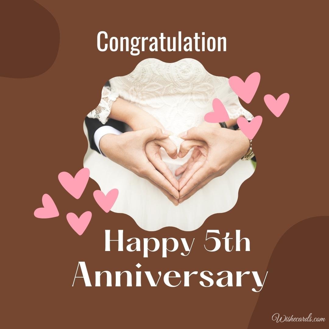 Beautiful 5th Anniversary Ecard with Text