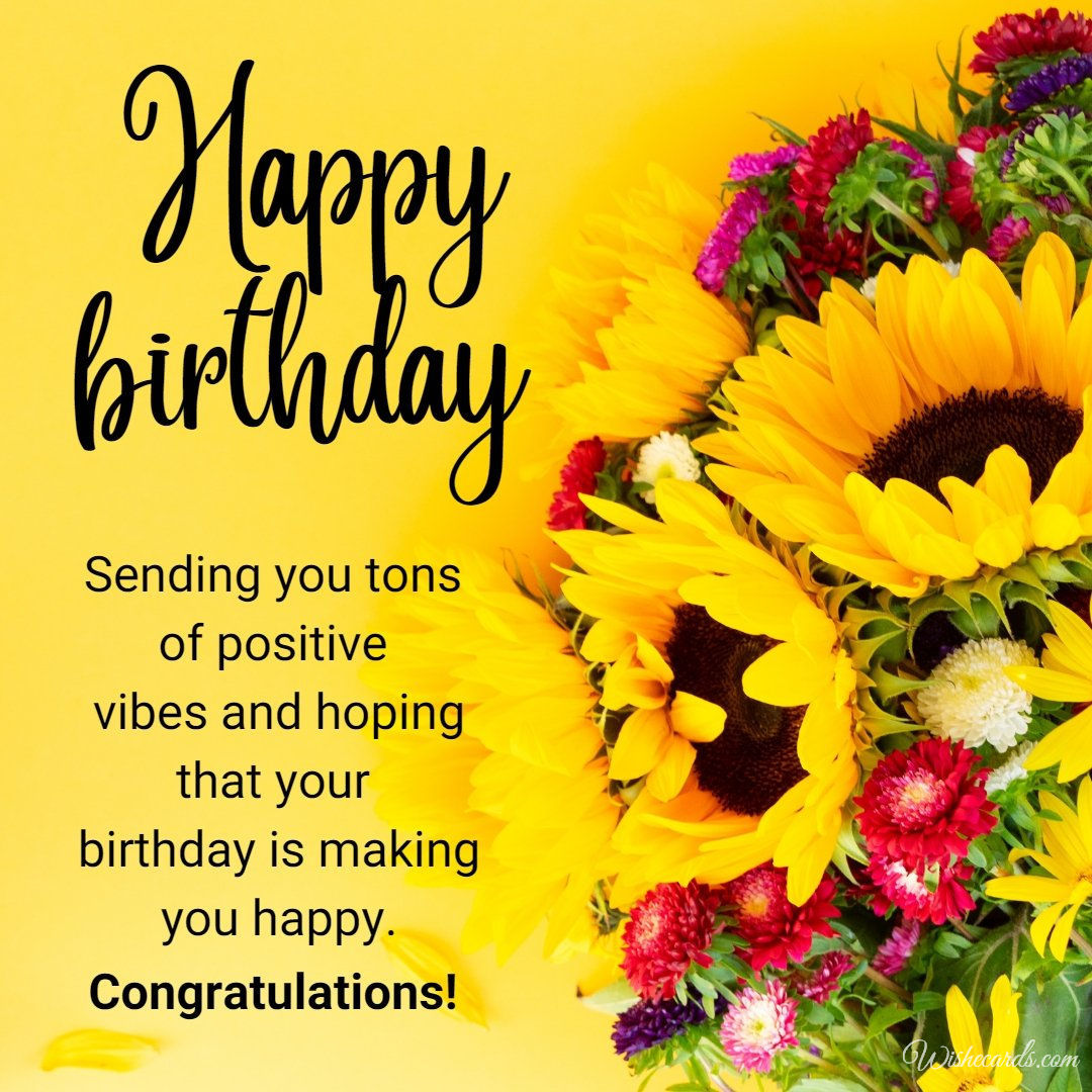 Beautiful Birthday Card With A Sunny Bouquet