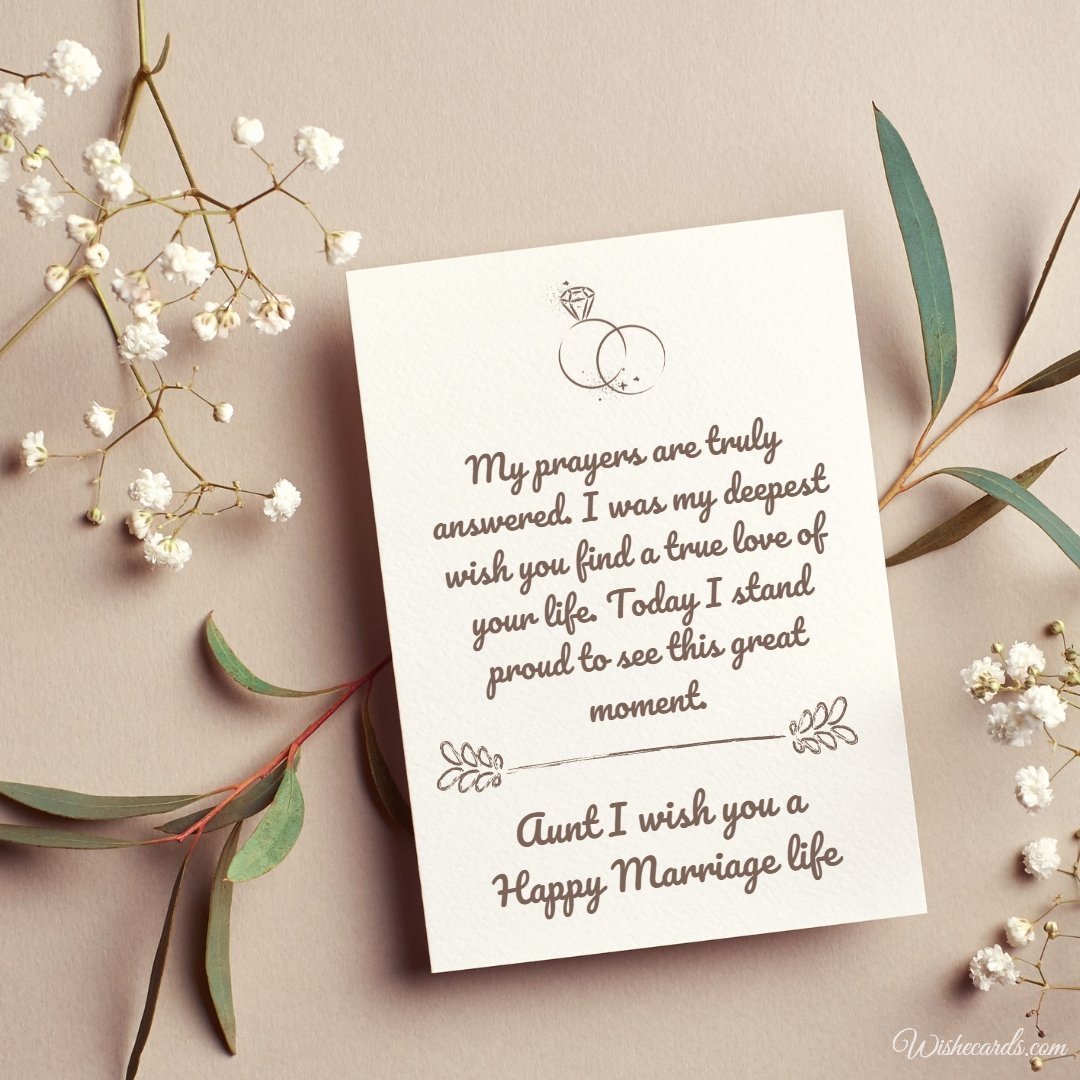 Beautiful Wedding Ecard For Aunt With Text