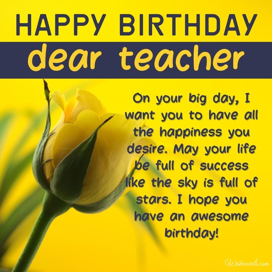 Birthday Card For Teacher