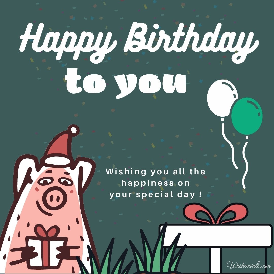 Birthday Card with Pig